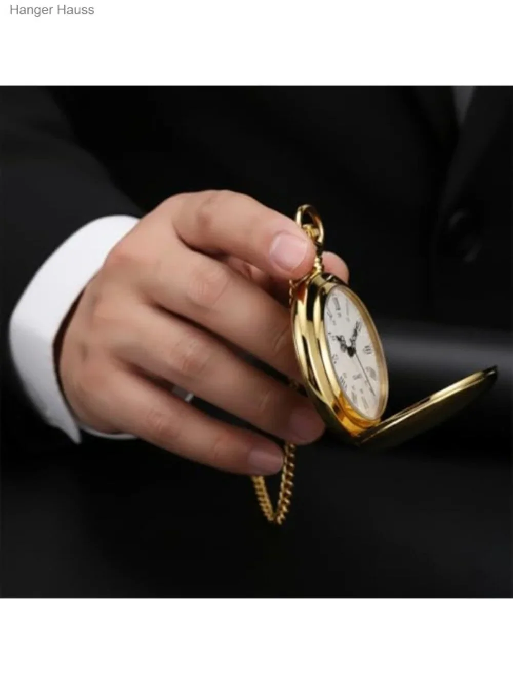 Vintage Pocket Watch with Chain Alloy Quartz Mens Womens